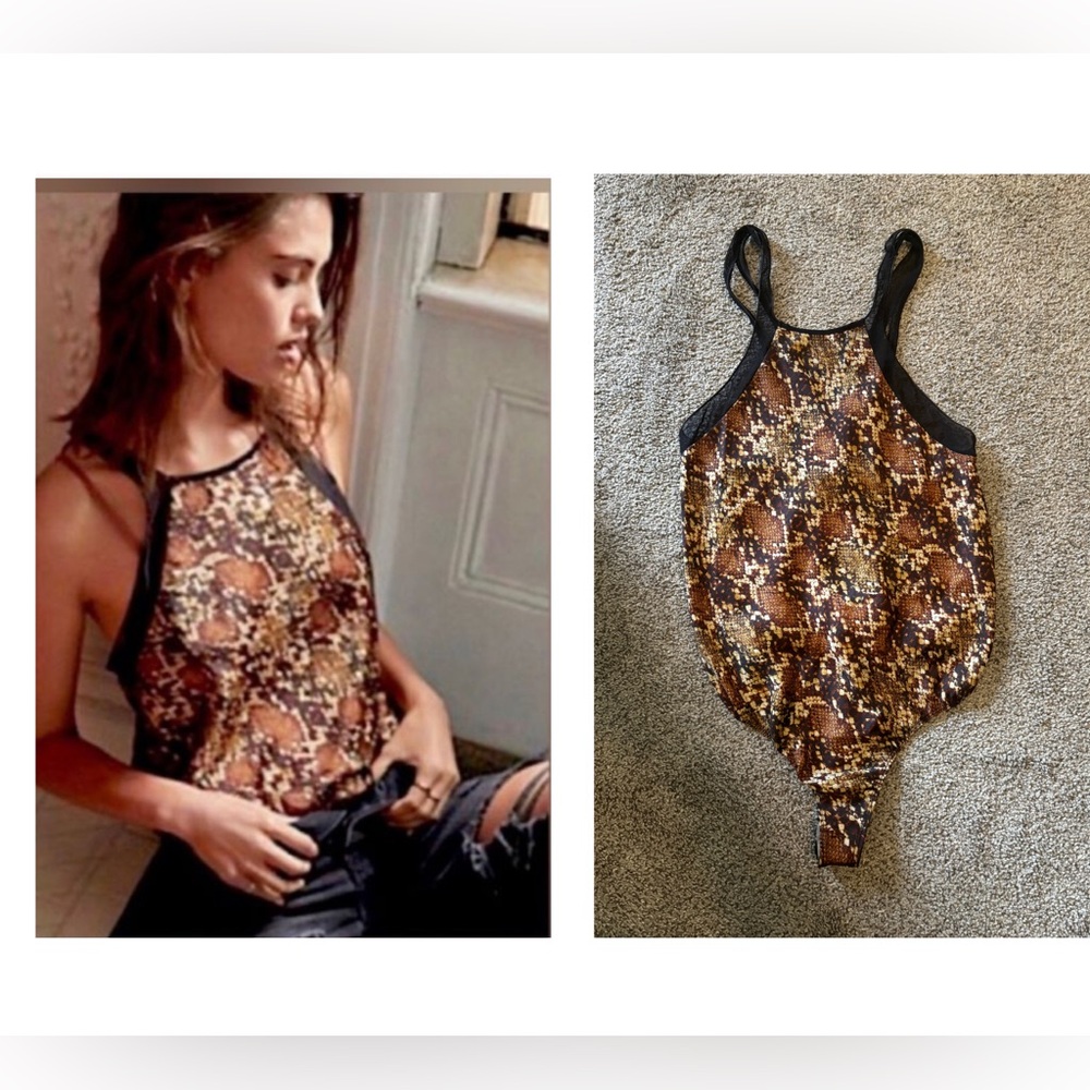 NWOT! FREE PEOPLE Snakeskin Print Bodysuit